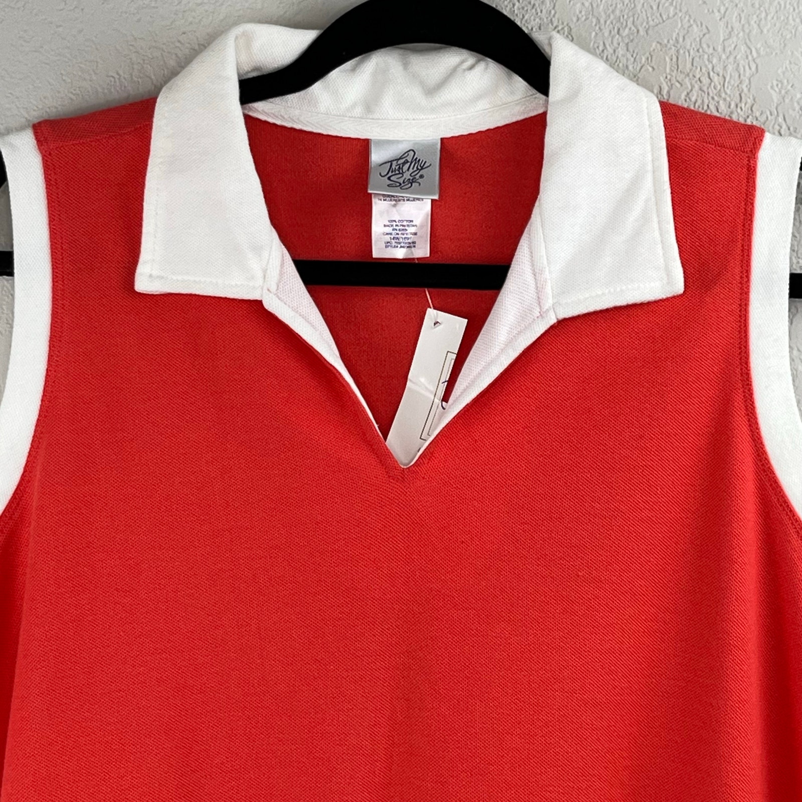 Vintage Just My Size Y2k Coral Orange Split Neck Tunic Top 14w 16w Nwt Coastal — image 5 of 8